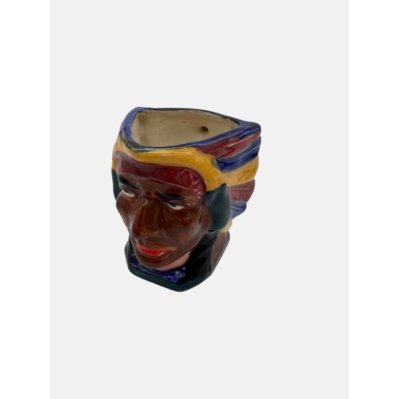 Ceramic Native American Indian Chief Head Toby Creamer Made In Japan 3" - Picture 1 of 7